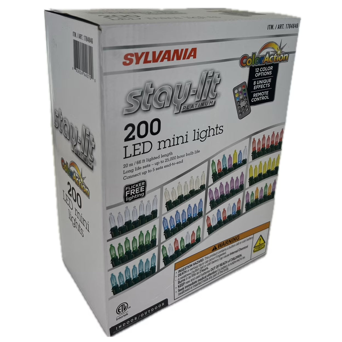 Sylvania Stay-Lit Color Action 200 LED Mini Lights - 66 ft with Remote