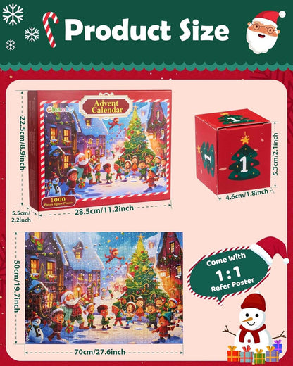 Gleamkid Advent Calendar 2024 Christmas Jigsaw Puzzle, 24 Days 1000 Pieces