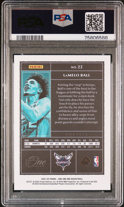 2021 PANINI ONE AND ONE #22 LaMelo Ball Gold #/10 Psa 9 Mint Pop 1