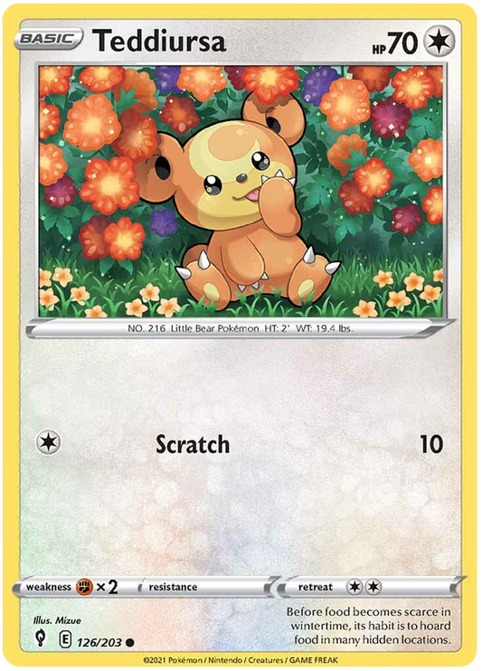 Sword and Shield Evolving Skies 126  Teddiursa