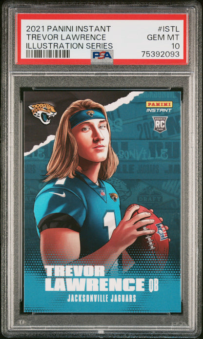 2021 Panini Instant Illustration Series Trevor Lawrence Rookie 1/13595 #IS-TL Jaguars RC PSA 10 GEM Mint