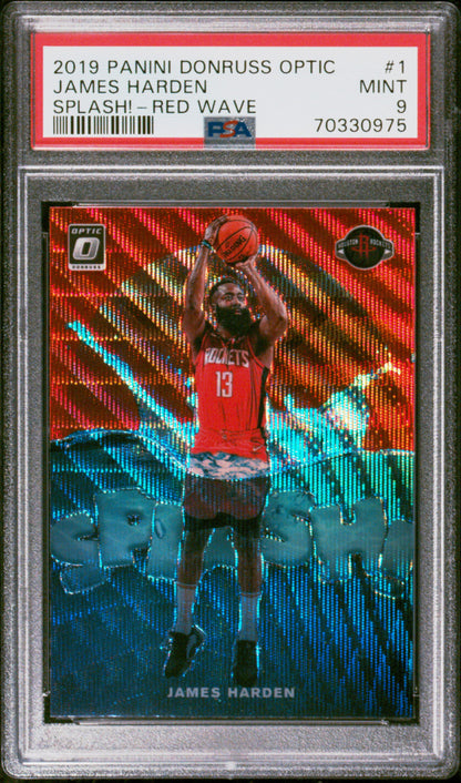 2020 Panini Donruss Optic Splash! Red Wave Prizm James Harden #1 PSA 9 MT