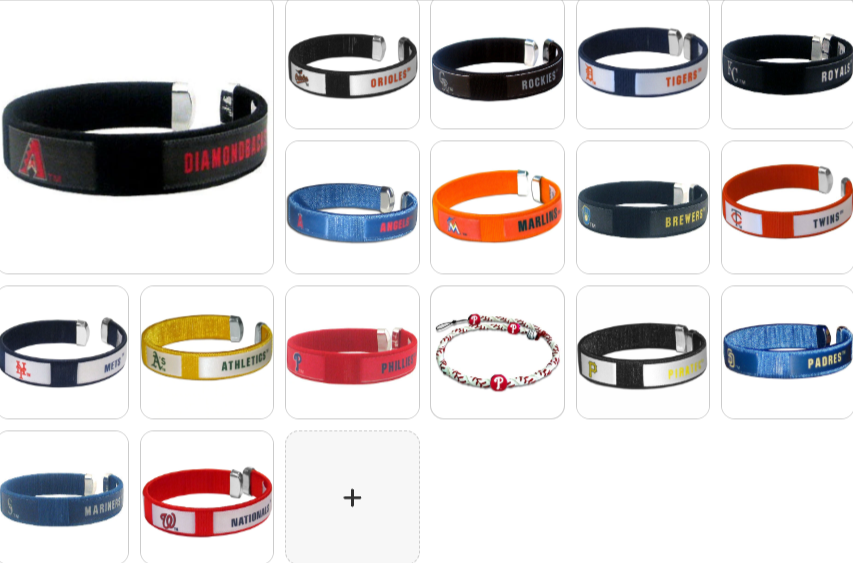 MLB Team Fan Band Bracelet & Frozen Rope Blacelet - Choose Yours