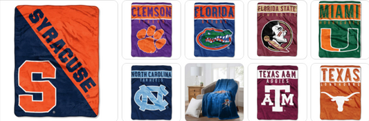 NCAA Team Raschel Throw Assorted Style & Size Choose Your
