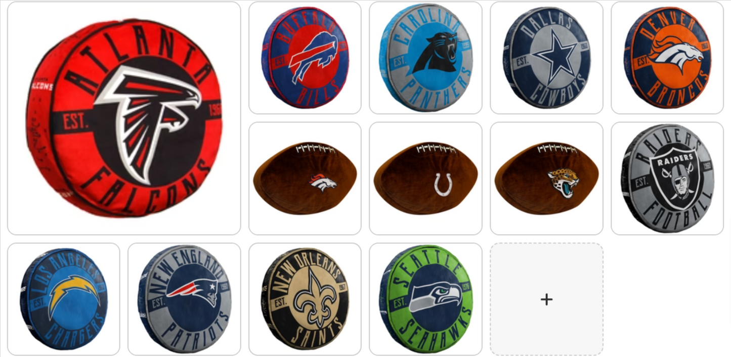 NFL Cloud Pillow Assorted Style & Size Choose Your