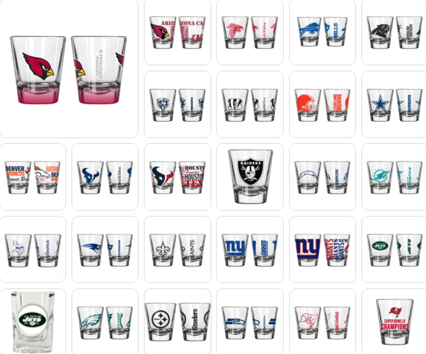 NFL Official Licensed 2 oz Shot Glass - Choose Yours
