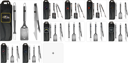 NFL Team 3 Piece Steel BBQ Set - Assorted Teams Choose Your