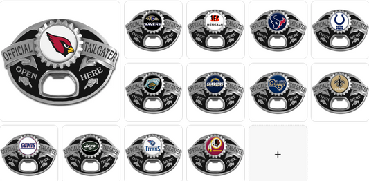 NFL Team Tailgater Belt Buckle Bottle Opener - Assorted Teams Choose Your