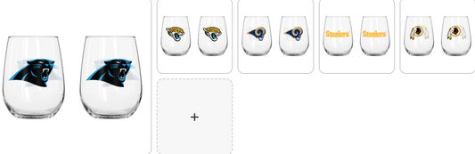NFL Teams Curved Wine Glass 16 Oz. 2 Pack- Assorted Team & Style Choose your
