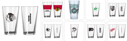 NHL Teams 16 oz Pint Glass - Assorted Team & Style Choose your