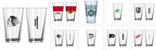 NHL Teams 16 oz Pint Glass - Assorted Team & Style Choose your