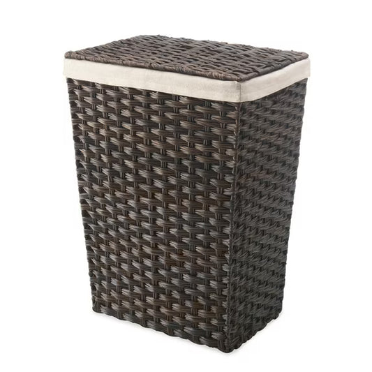Whitmor Rattique Laundry Hamper with Removable Liner, Espresso ,1 Pack