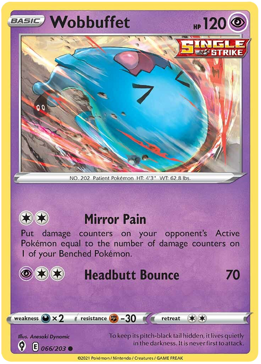 Sword and Shield Evolving Skies 066  Wobbuffet