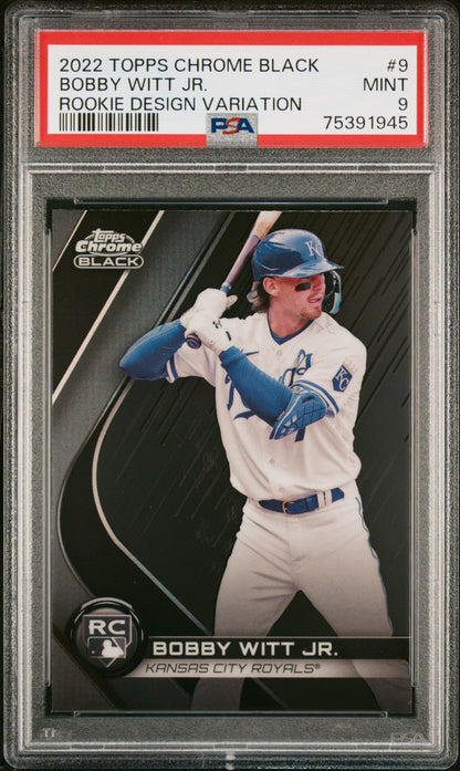 2022 Topps Chrome Black Design Variation Bobby Witt Jr #BRDV-9 Rookie PSA 9 Mint