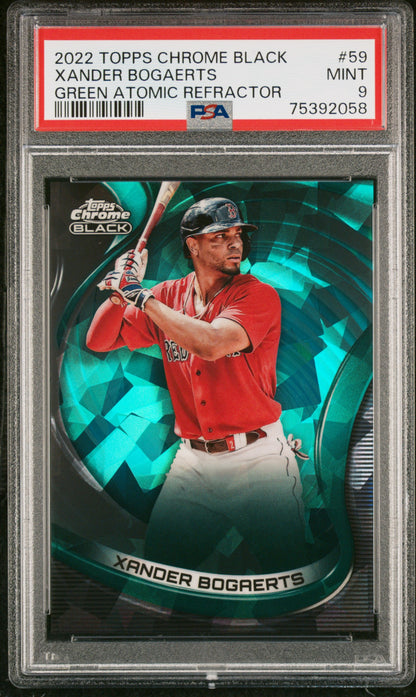 2022 Topps Chrome BLACK XANDER BOGAERTS #59 GREEN ATOMIC 15/99 PSA 9 Mint POP 1