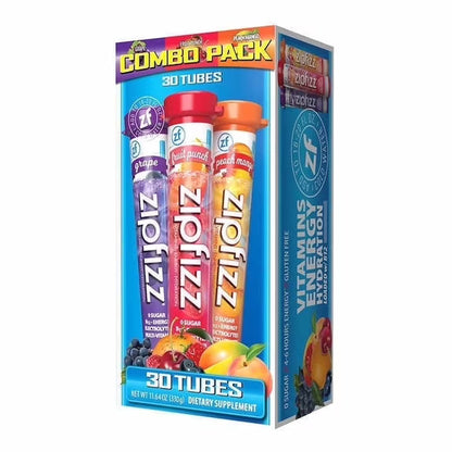 ZipFizz Grape, Fruit Punch & Peach Mango Combo Pack B12 Energy - Choose Yours