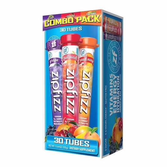 ZipFizz Grape, Fruit Punch & Peach Mango Combo Pack B12 Energy - Choose Yours