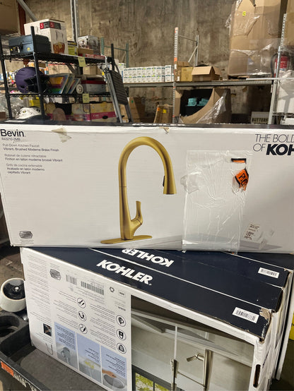 Kohler Bevin Pull-Down Kitchen Faucet - Vibrant Brushed Moderne Brass