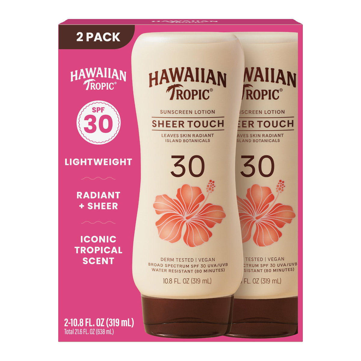 Hawaiian Tropic Sheer Touch Lotion Sunscreen SPF 30, 10.8 fl oz, 2-Pack - photo 3