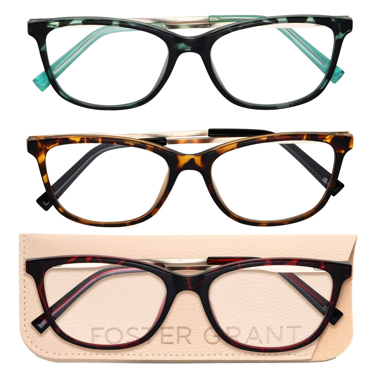 Design Optics by Foster Grant #669 Upsweep Cateye Reading Glasses, 3-Pack, +2.50 - photo 2