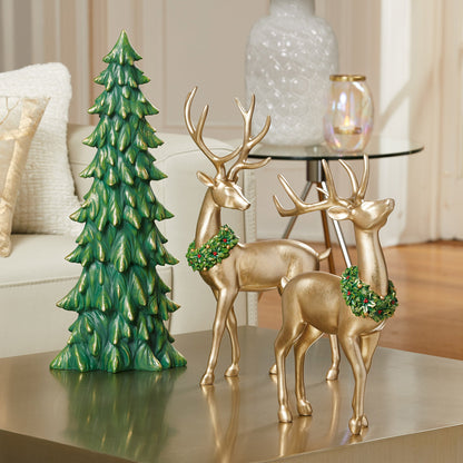 Holiday Deer with Tree, 3-Piece Set
