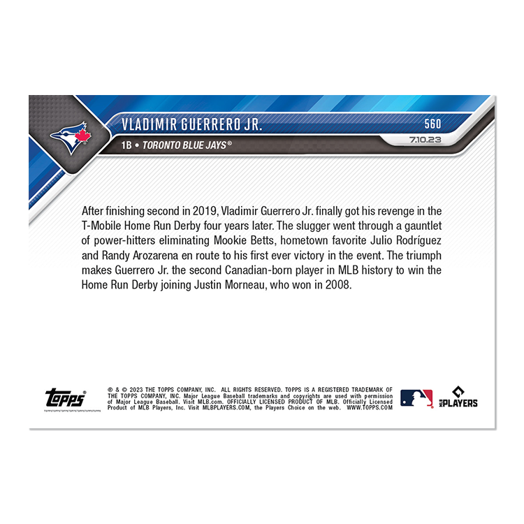 Vladimir Guerrero Jr. /49 - 2023 MLB TOPPS NOW® Card 560 - PR: 1873 - walk-of-famesports