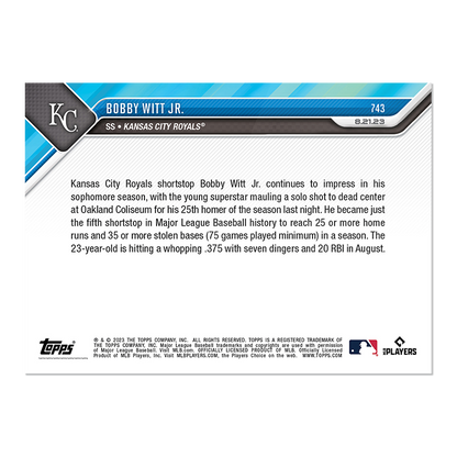 Bobby Witt Jr. - 2023 MLB TOPPS NOW Topps BR Card 743 - walk-of-famesports
