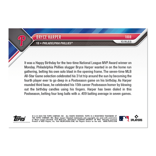 Bryce Harper 5/25 2023 MLB TOPPS NOW Card #1008