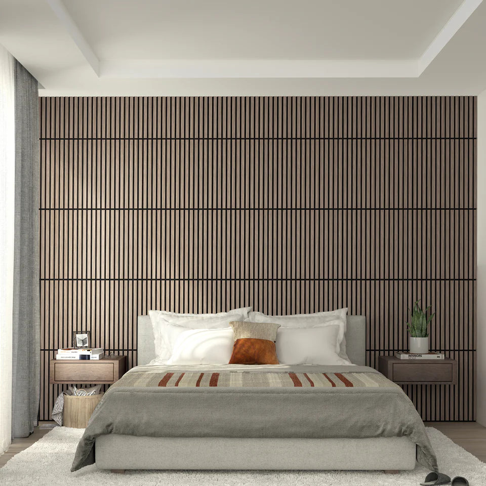 Sonolok Acoustic Slat Panel Set 4-Pack 15.5 Square Feet Walnut