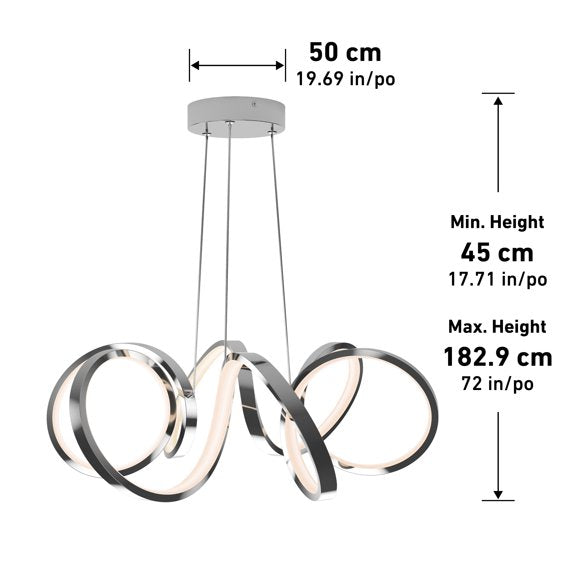 Artika Swirl Ribbon Integrated LED Pendant Light, Chrome