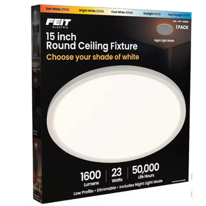 Feit Electric 15” Round Ceiling Fixture with Night Light
