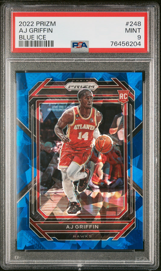 2022-23 Prizm #248 AJ Griffin Rookie Blue Ice Prizms RC 024/125 PSA 9 MINT