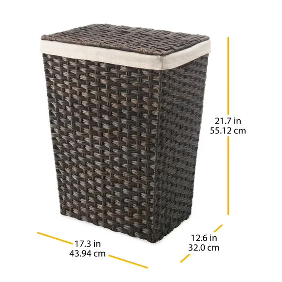 Whitmor Rattique Laundry Hamper with Removable Liner, Espresso ,1 Pack