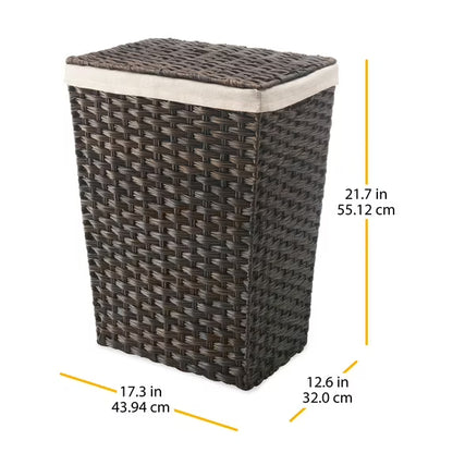 Whitmor Rattique Laundry Hamper with Removable Liner, Espresso ,1 Pack