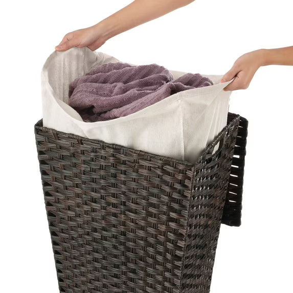 Whitmor Rattique Laundry Hamper with Removable Liner, Espresso ,1 Pack