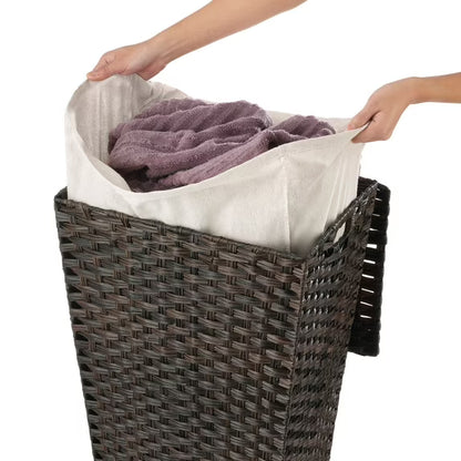 Whitmor Rattique Laundry Hamper with Removable Liner, Espresso ,1 Pack