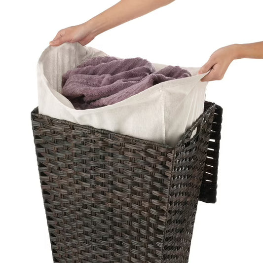 Whitmor Rattique Laundry Hamper with Removable Liner, Espresso ,1 Pack