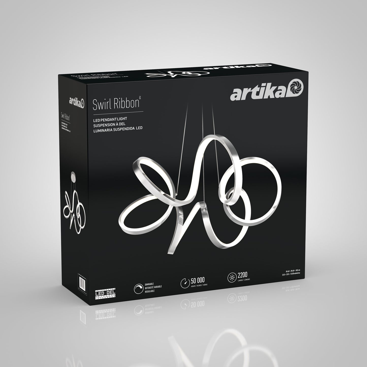 Artika Swirl Ribbon Integrated LED Pendant Light, Chrome