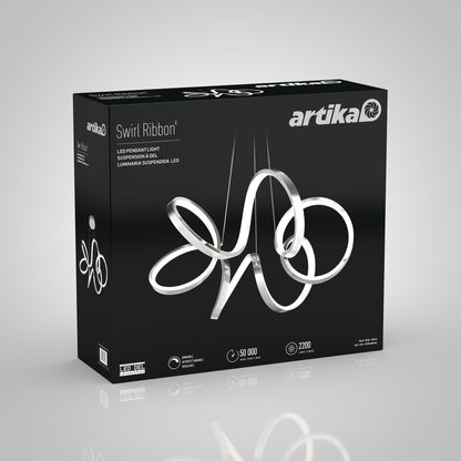 Artika Swirl Ribbon Integrated LED Pendant Light, Chrome