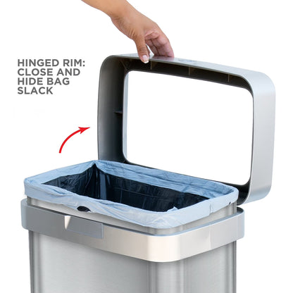 Clorox 13 Gallon Open Top Stainless Steel Trash Can with Anti-Microbial Odor Protection Including GLAD 45ct 13 Gallon Bags