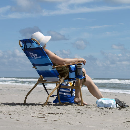 Tommy Bahama Hi-Boy Beach Chair - Blue Stripes