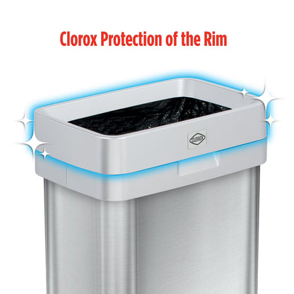 Clorox 13 Gallon Open Top Stainless Steel Trash Can with Anti-Microbial Odor Protection Including GLAD 45ct 13 Gallon Bags