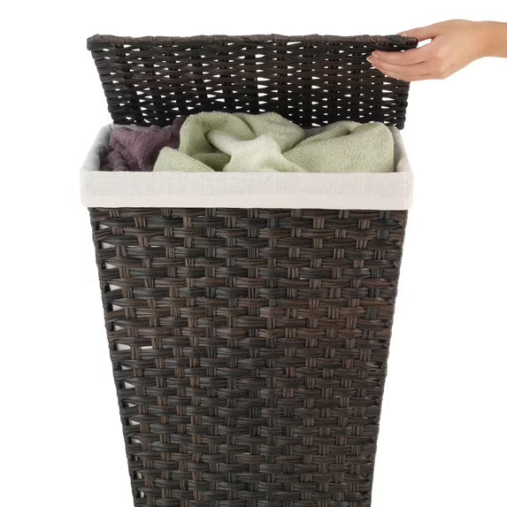 Whitmor Rattique Laundry Hamper with Removable Liner, Espresso ,1 Pack