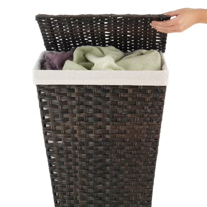 Whitmor Rattique Laundry Hamper with Removable Liner, Espresso ,1 Pack