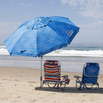 Tommy Bahama 8' Blue Beach Umbrella with UV Protection and Tilt Function