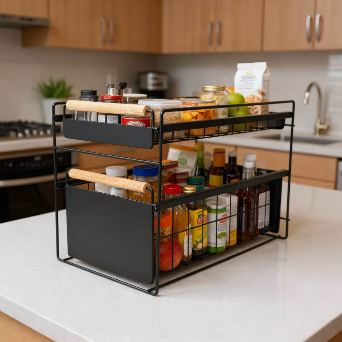 Mesa 2-Tier Organizer with Sliding Drawers - Black