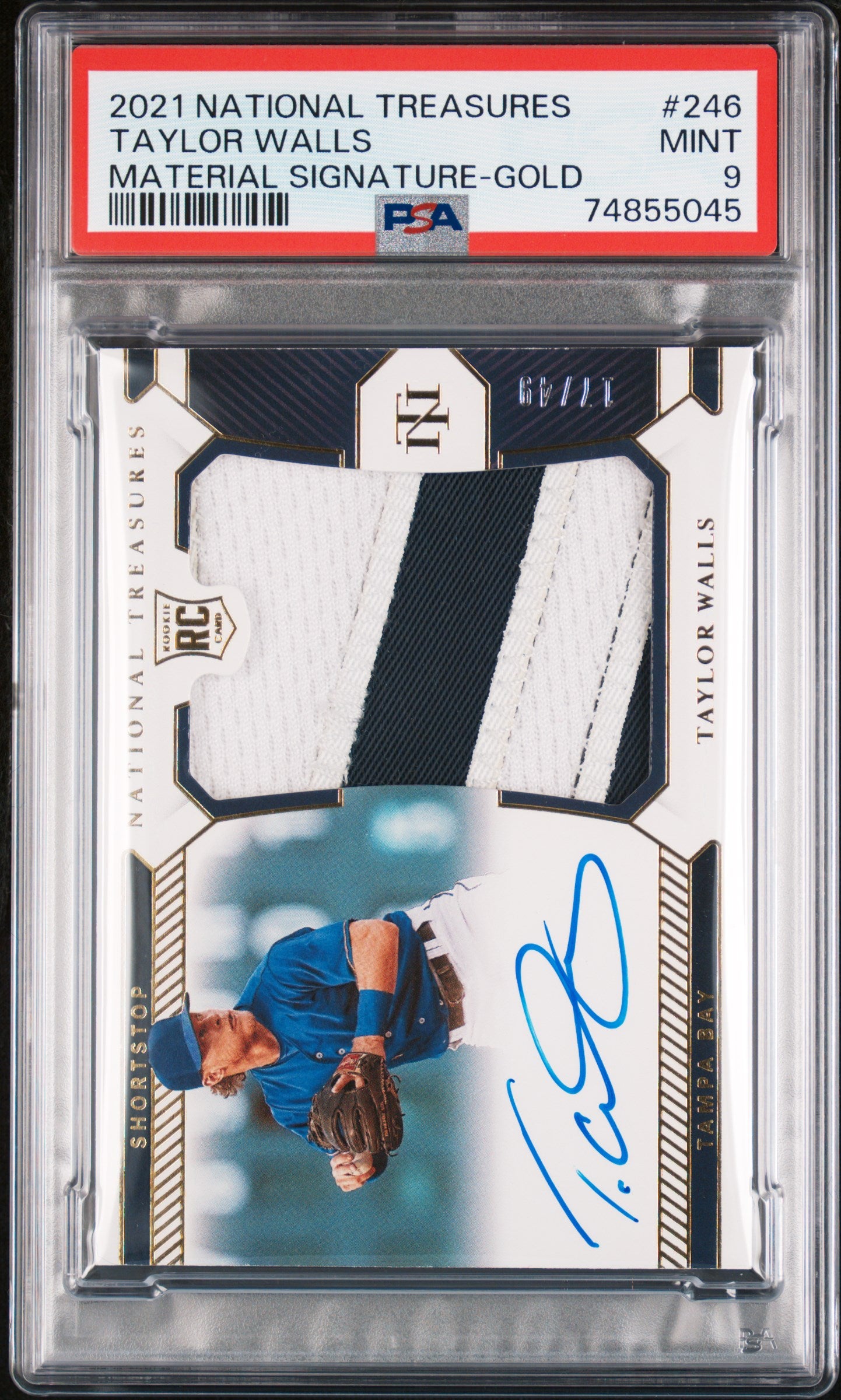 2021 Panini National Treasures Gold /49 Taylor Walls #246 Rookie Auto RC PSA Mint 9 POP 1