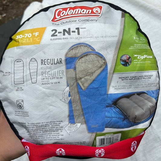 Coleman 2-in-1 Sleeping Bag, 30–70°F, 84 x 39 in