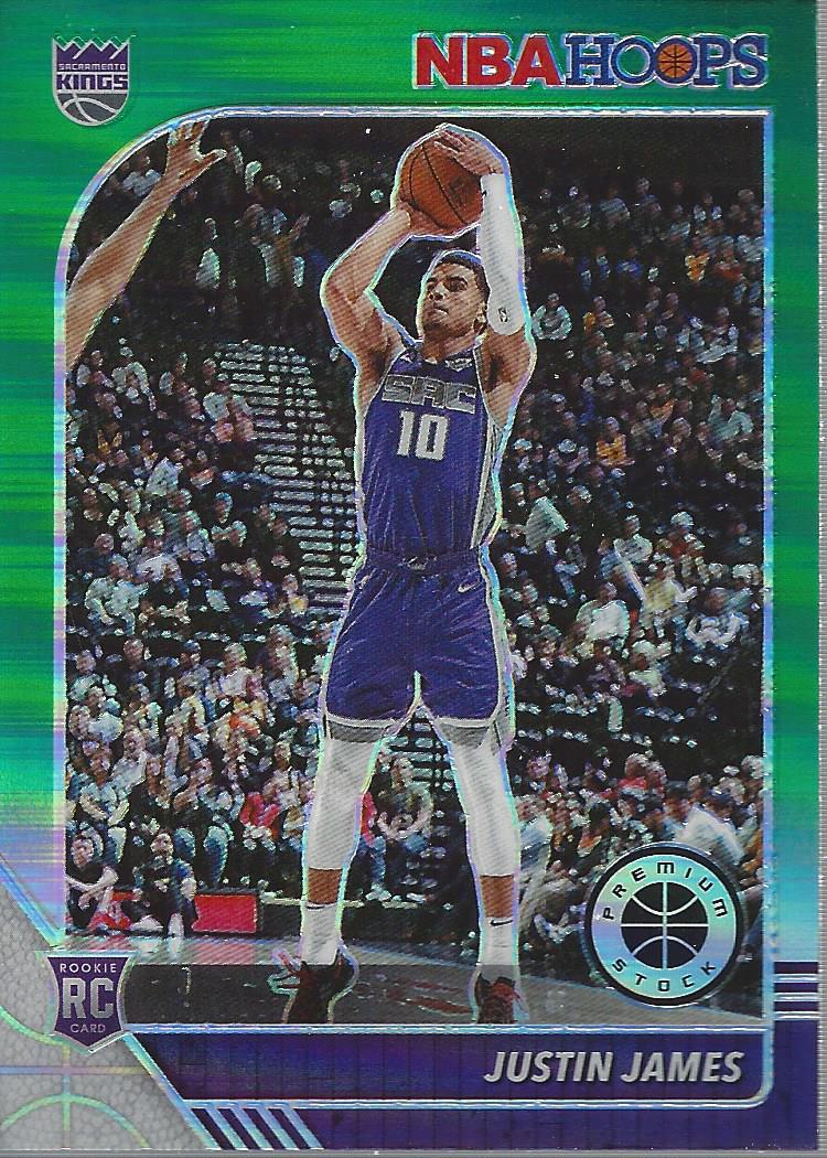 2019-20 Hoops Premium Stock Justin James Rookie Green Prizm #244 Sacramento Kings
