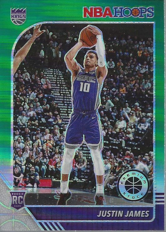 2019-20 Hoops Premium Stock Justin James Rookie Green Prizm #244 Sacramento Kings
